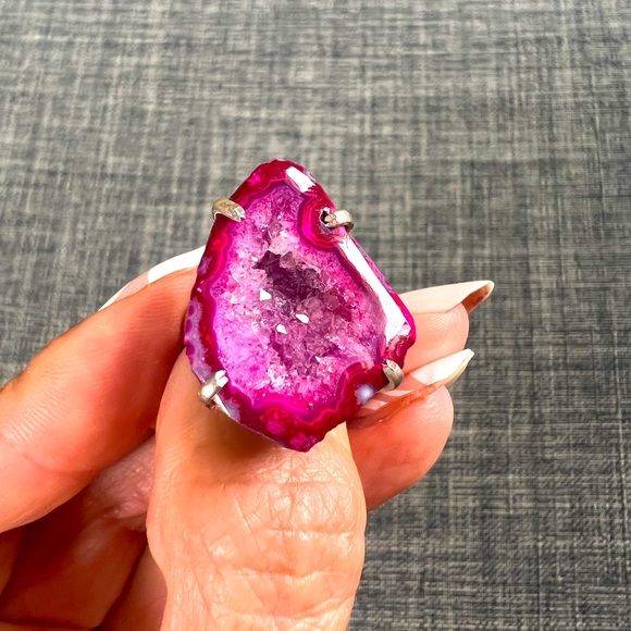 Sterling silver agate ring- size 8 - Picture 2 of 4